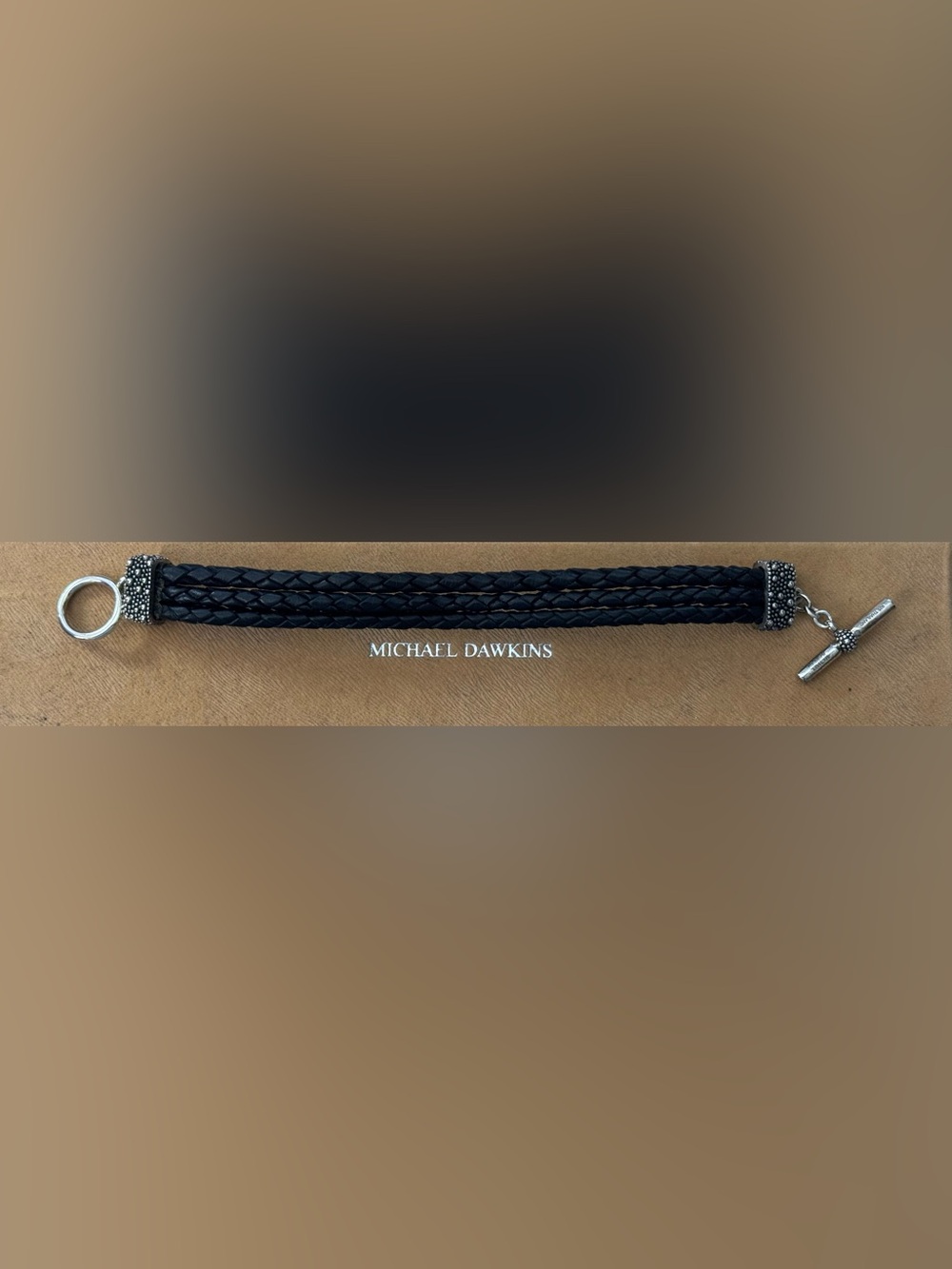 Michael Dawkins “Starry Nights” Braided Black Leather bracelet w Sterling Silver